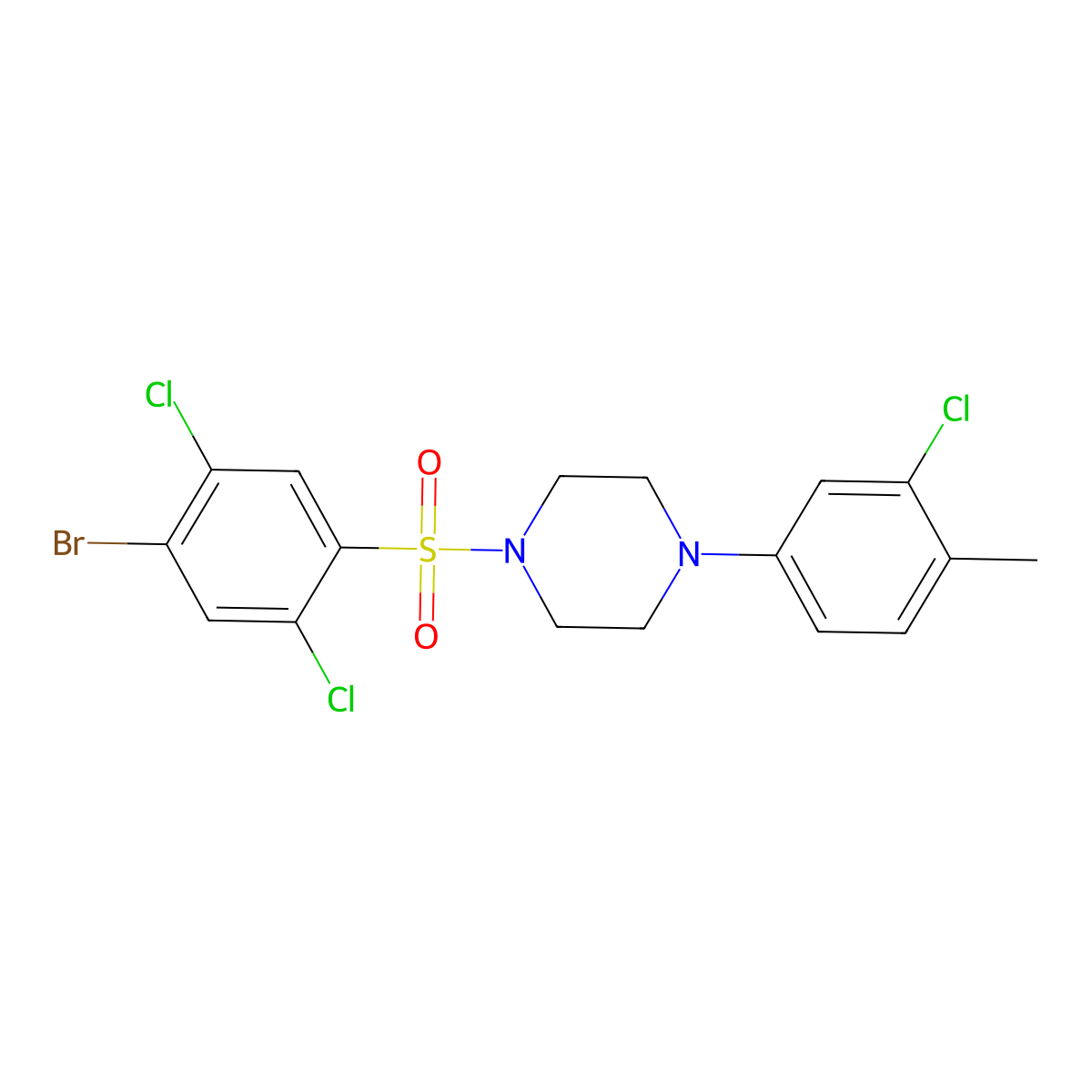 1-(4-Bromo-2,5-dichlorobenzenesulfonyl)-4-(3-chloro-4-methylphenyl)piperazine molecular structure, CAS 2380178-83-4
