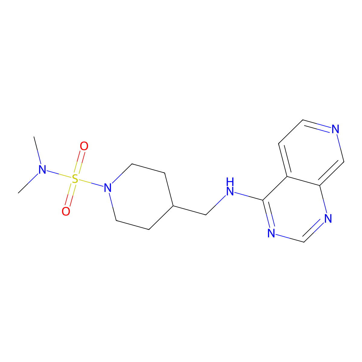 N,N-dimethyl-4-[({pyrido[3,4-d]pyrimidin-4-yl}amino)methyl]piperidine-1-sulfonamide molecular structure, CAS 2380178-85-6