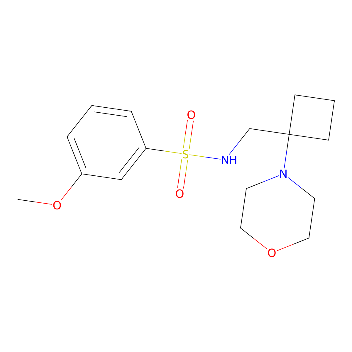 3-methoxy-N-{[1-(morpholin-4-yl)cyclobutyl]methyl}benzene-1-sulfonamide molecular structure, CAS 2380178-87-8