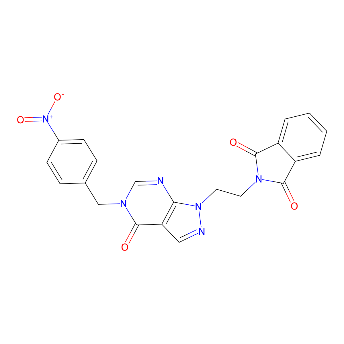 2-(2-{5-[(4-nitrophenyl)methyl]-4-oxo-1H,4H,5H-pyrazolo[3,4-d]pyrimidin-1-yl}ethyl)-2,3-dihydro-1H-isoindole-1,3-dione molecular structure, CAS 2380178-90-3