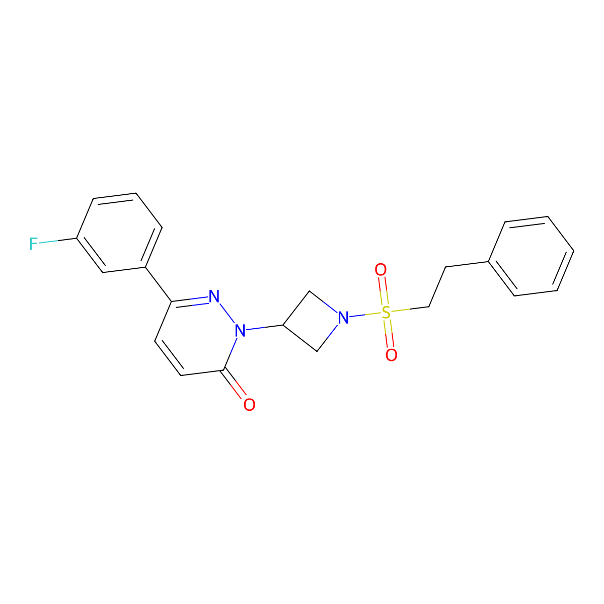6-(3-Fluorophenyl)-2-[1-(2-phenylethanesulfonyl)azetidin-3-yl]-2,3-dihydropyridazin-3-one molecular structure, CAS 2380178-91-4