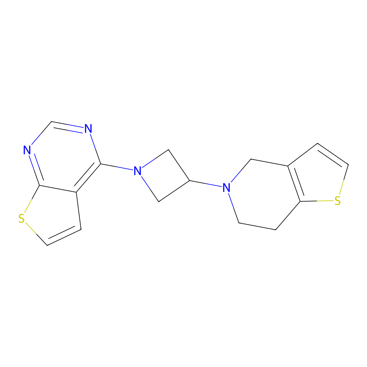 1-{thieno[2,3-d]pyrimidin-4-yl}-3-{4H,5H,6H,7H-thieno[3,2-c]pyridin-5-yl}azetidine molecular structure, CAS 2380178-94-7