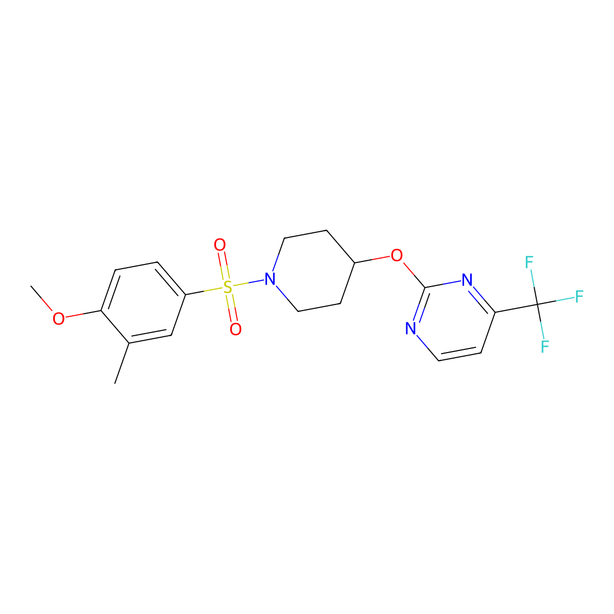 2-{[1-(4-Methoxy-3-methylbenzenesulfonyl)piperidin-4-yl]oxy}-4-(trifluoromethyl)pyrimidine molecular structure, CAS 2380179-00-8