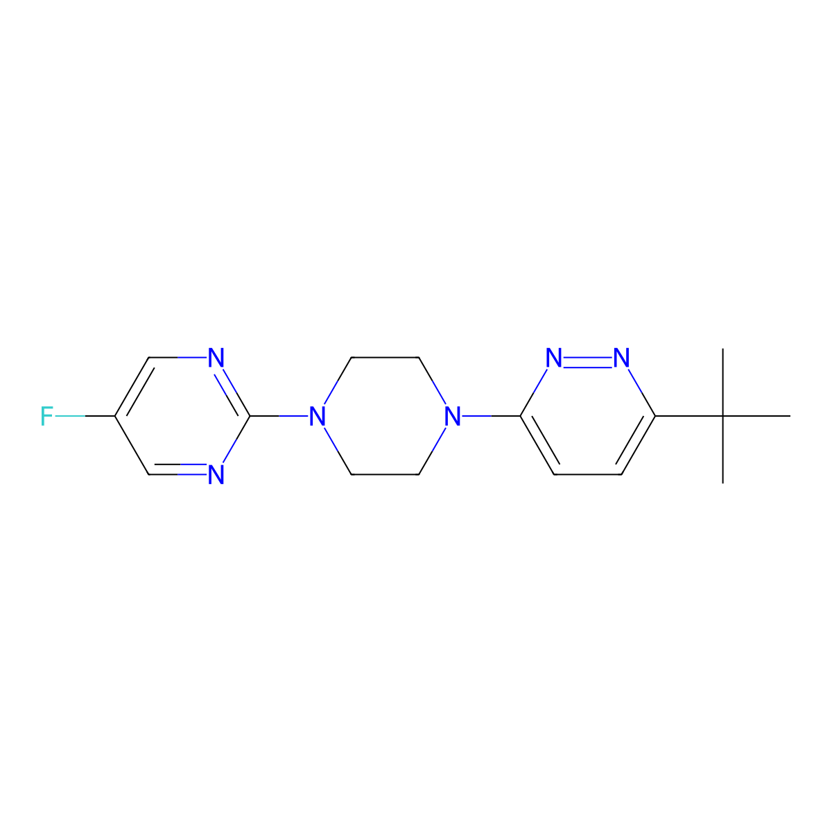 3-Tert-butyl-6-[4-(5-fluoropyrimidin-2-yl)piperazin-1-yl]pyridazine molecular structure, CAS 2380179-05-3