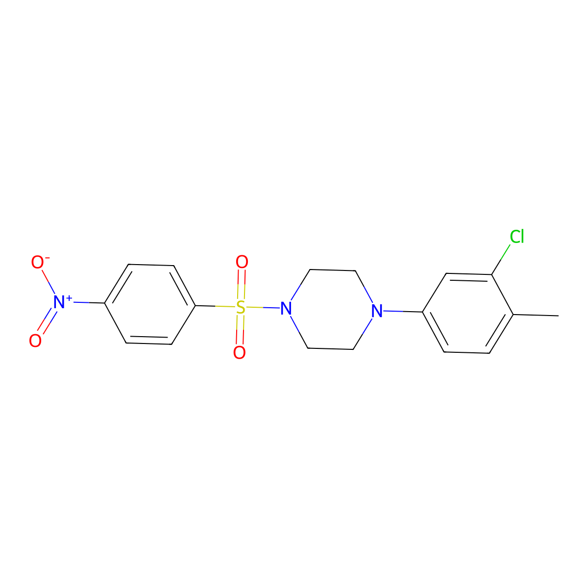 1-(3-Chloro-4-methylphenyl)-4-(4-nitrobenzenesulfonyl)piperazine molecular structure, CAS 2380179-12-2