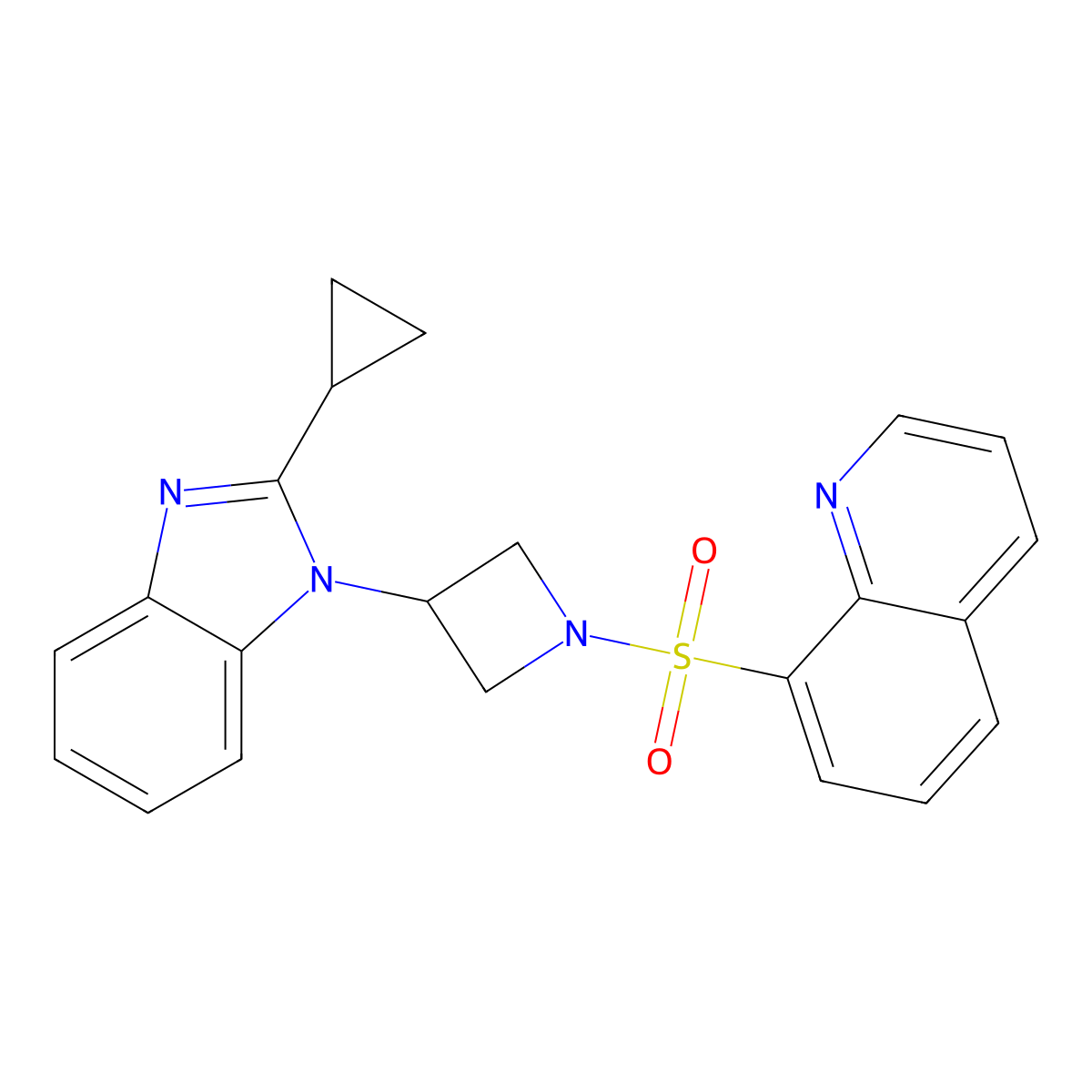 8-{[3-(2-cyclopropyl-1H-1,3-benzodiazol-1-yl)azetidin-1-yl]sulfonyl}quinoline molecular structure, CAS 2380179-19-9