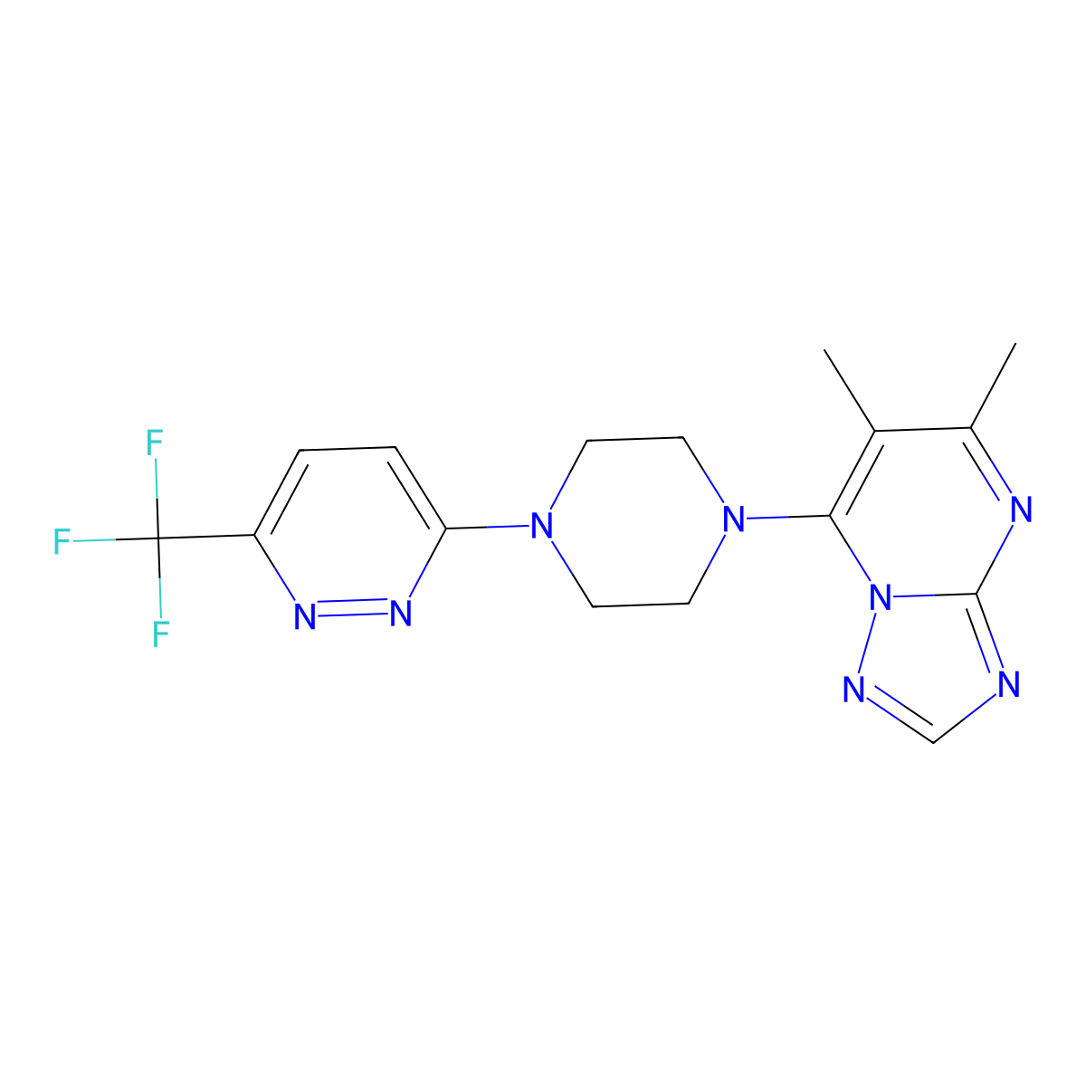 3-(4-{5,6-Dimethyl-[1,2,4]triazolo[1,5-a]pyrimidin-7-yl}piperazin-1-yl)-6-(trifluoromethyl)pyridazine molecular structure, CAS 2380179-24-6