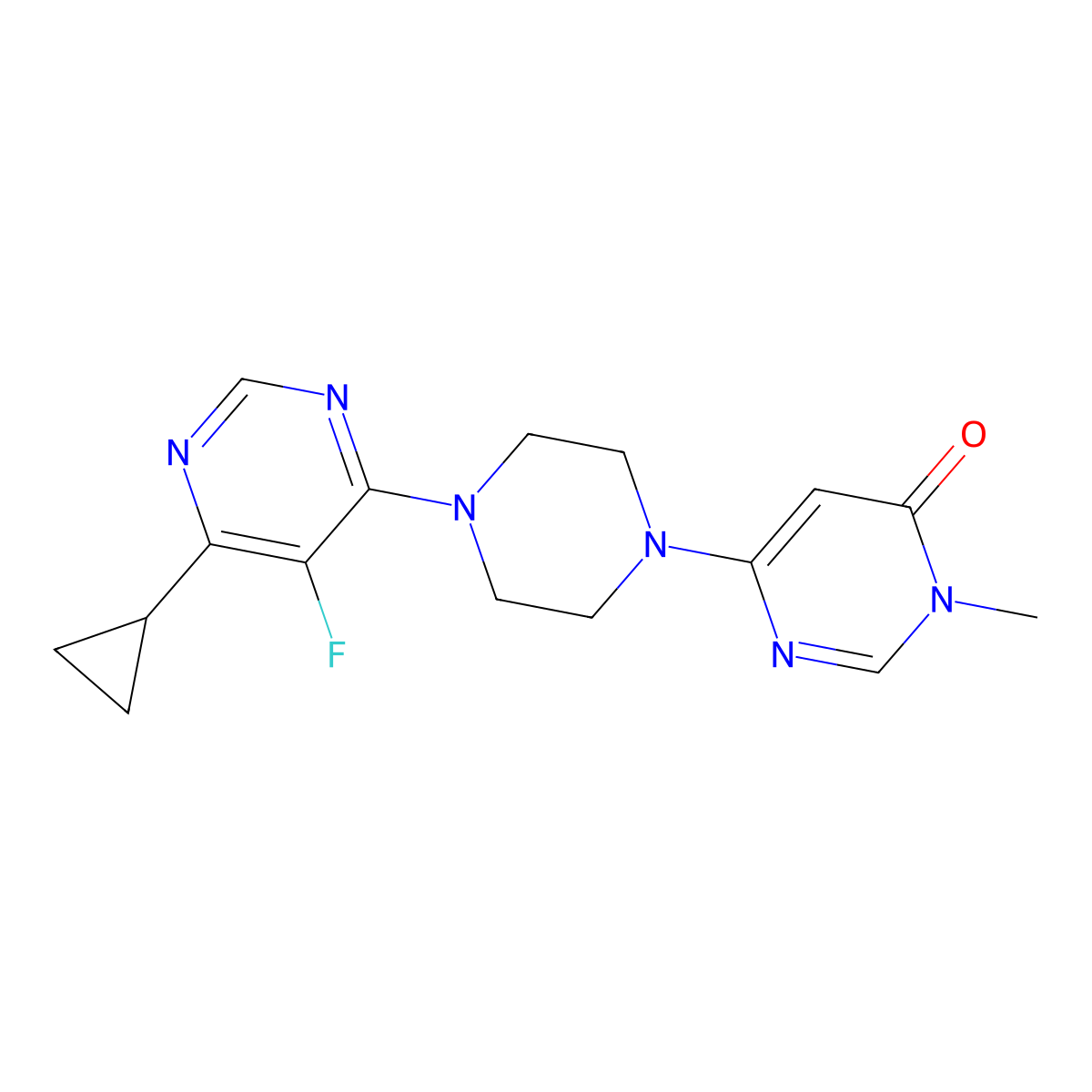 6-[4-(6-Cyclopropyl-5-fluoropyrimidin-4-yl)piperazin-1-yl]-3-methyl-3,4-dihydropyrimidin-4-one molecular structure, CAS 2380179-26-8