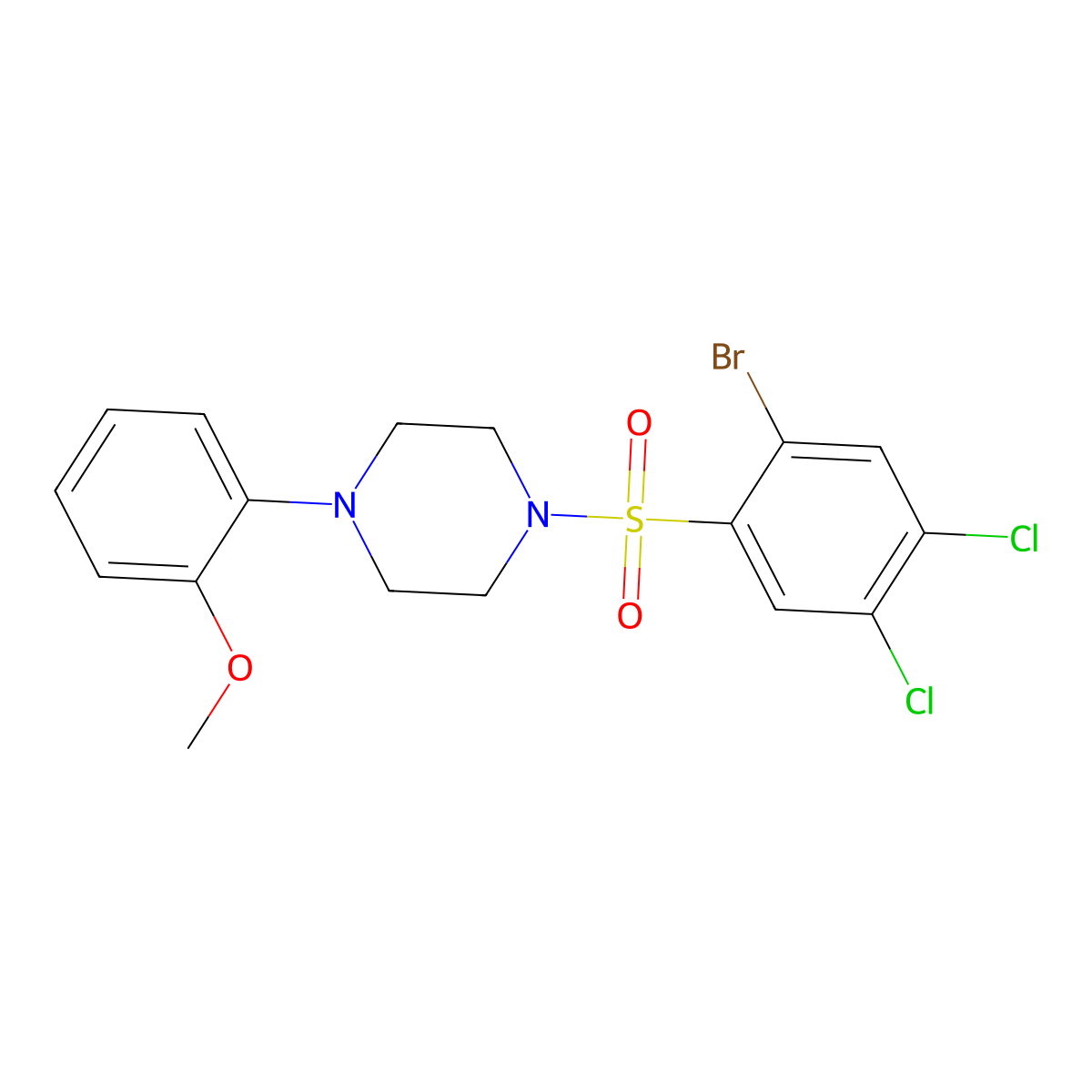 1-(2-Bromo-4,5-dichlorobenzenesulfonyl)-4-(2-methoxyphenyl)piperazine molecular structure, CAS 2380179-30-4