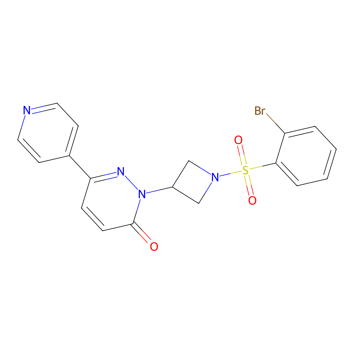2-[1-(2-Bromobenzenesulfonyl)azetidin-3-yl]-6-(pyridin-4-yl)-2,3-dihydropyridazin-3-one molecular structure, CAS 2380179-31-5
