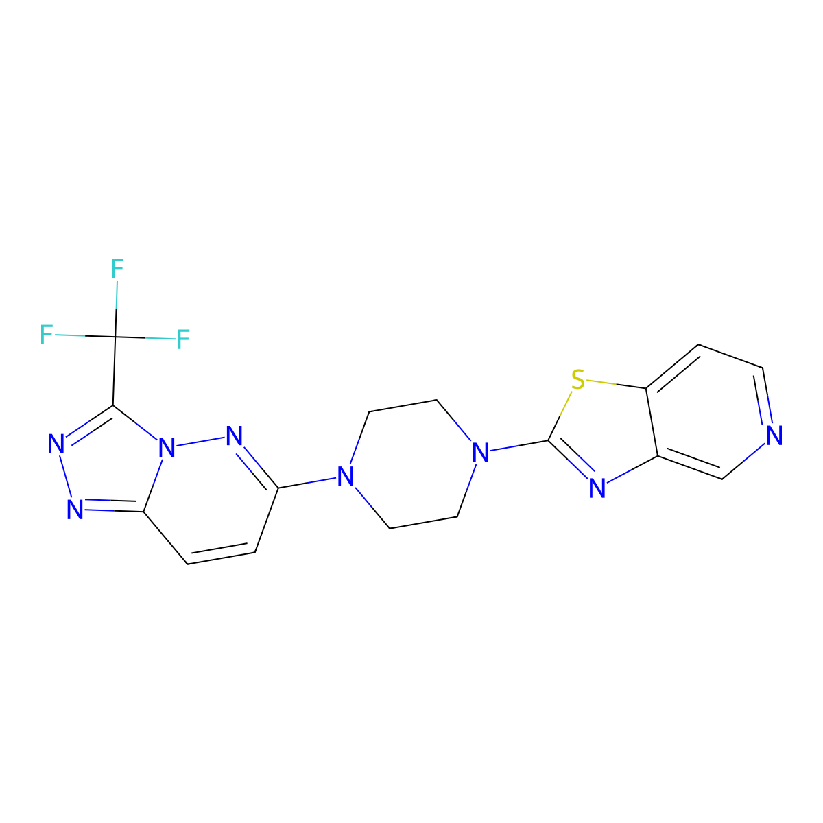 1-{[1,3]Thiazolo[4,5-c]pyridin-2-yl}-4-[3-(trifluoromethyl)-[1,2,4]triazolo[4,3-b]pyridazin-6-yl]piperazine molecular structure, CAS 2380179-34-8