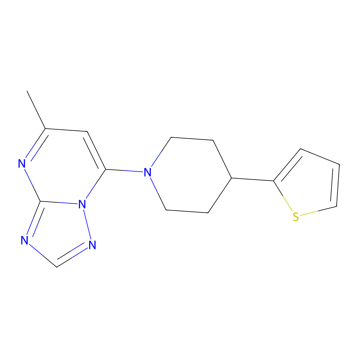 1-{5-Methyl-[1,2,4]triazolo[1,5-a]pyrimidin-7-yl}-4-(thiophen-2-yl)piperidine molecular structure, CAS 2380179-35-9