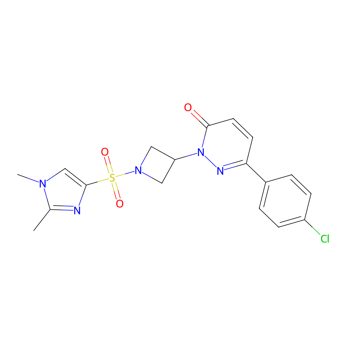 6-(4-chlorophenyl)-2-{1-[(1,2-dimethyl-1H-imidazol-4-yl)sulfonyl]azetidin-3-yl}-2,3-dihydropyridazin-3-one molecular structure, CAS 2380179-36-0
