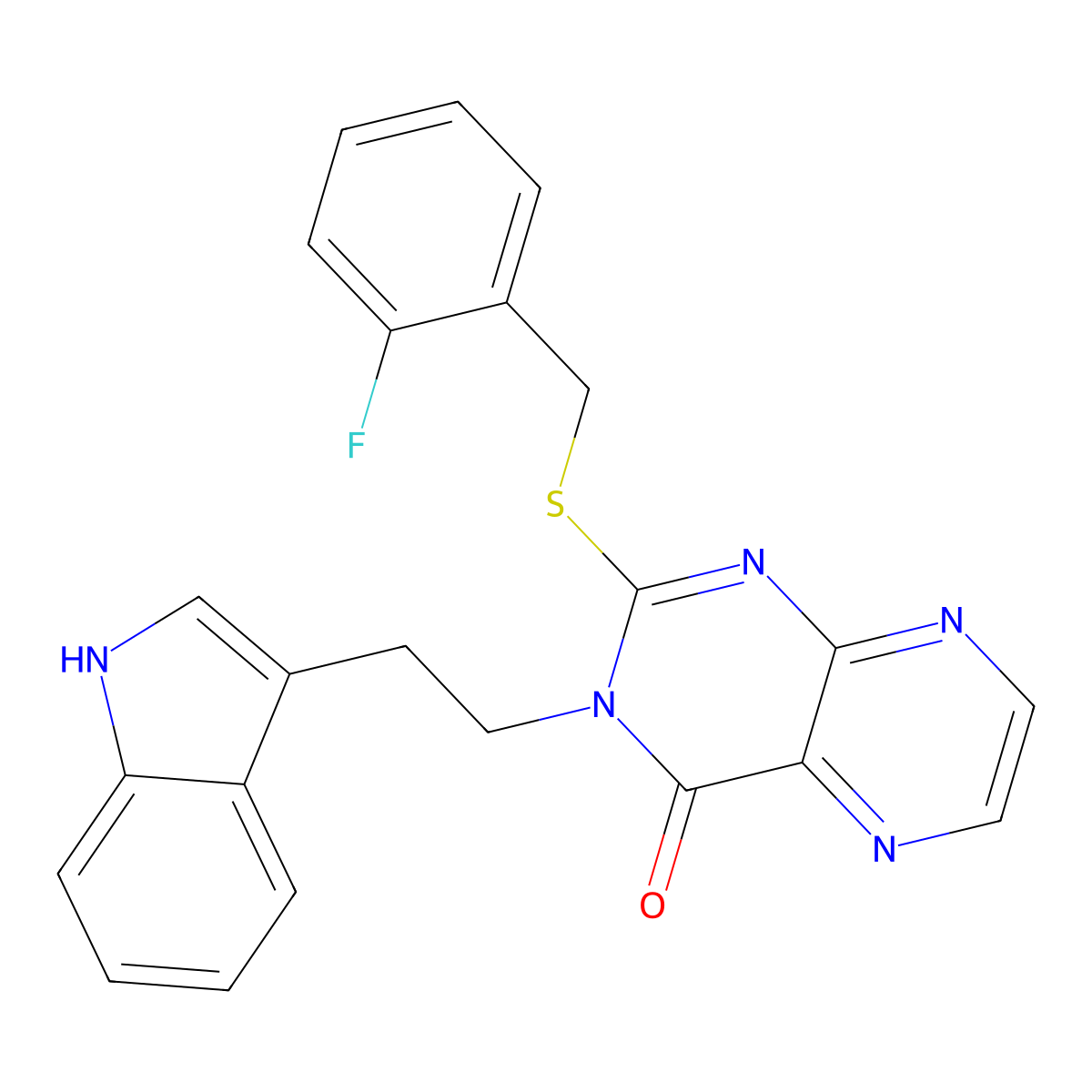 2-{[(2-fluorophenyl)methyl]sulfanyl}-3-[2-(1H-indol-3-yl)ethyl]-3,4-dihydropteridin-4-one molecular structure, CAS 2380179-37-1