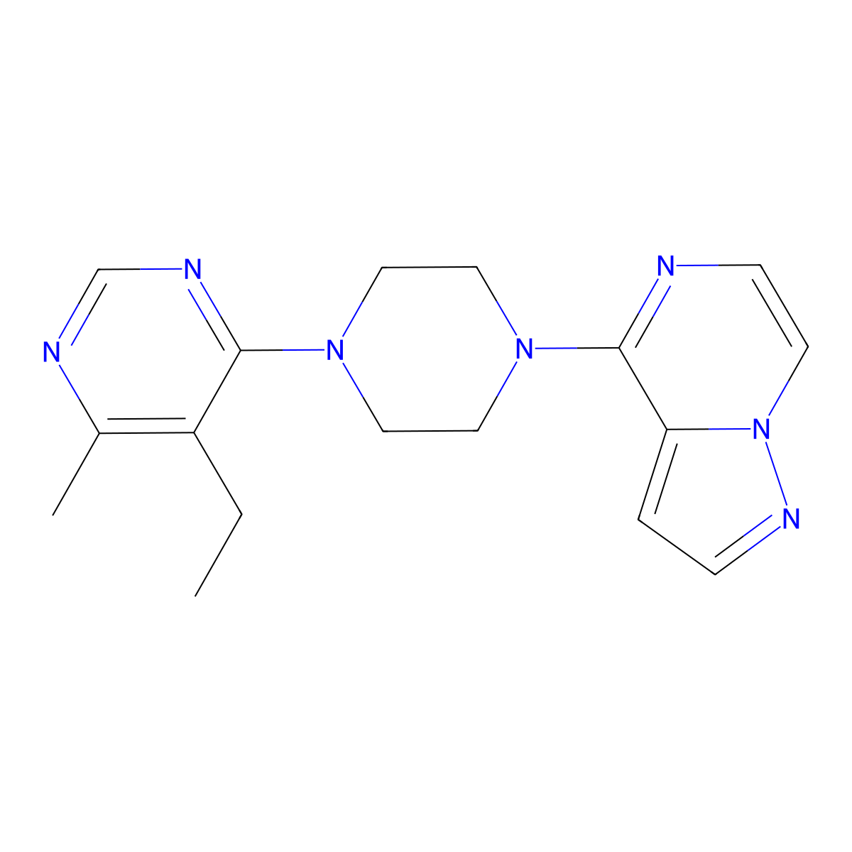 5-Ethyl-4-methyl-6-(4-{pyrazolo[1,5-a]pyrazin-4-yl}piperazin-1-yl)pyrimidine molecular structure, CAS 2380179-42-8