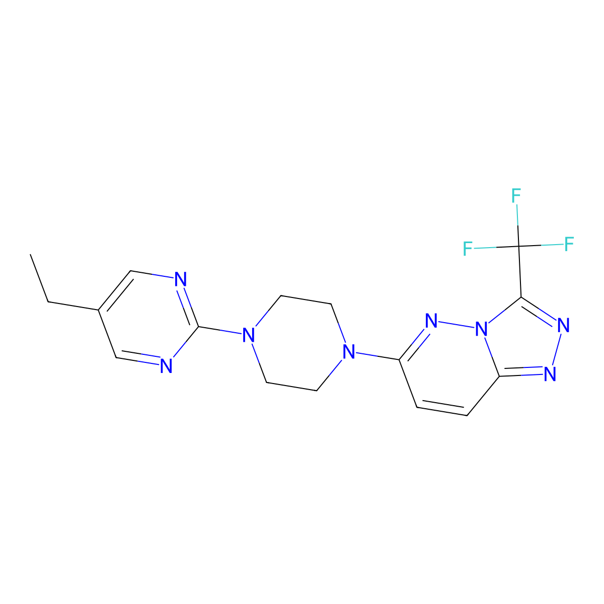 5-Ethyl-2-{4-[3-(trifluoromethyl)-[1,2,4]triazolo[4,3-b]pyridazin-6-yl]piperazin-1-yl}pyrimidine molecular structure, CAS 2380179-43-9