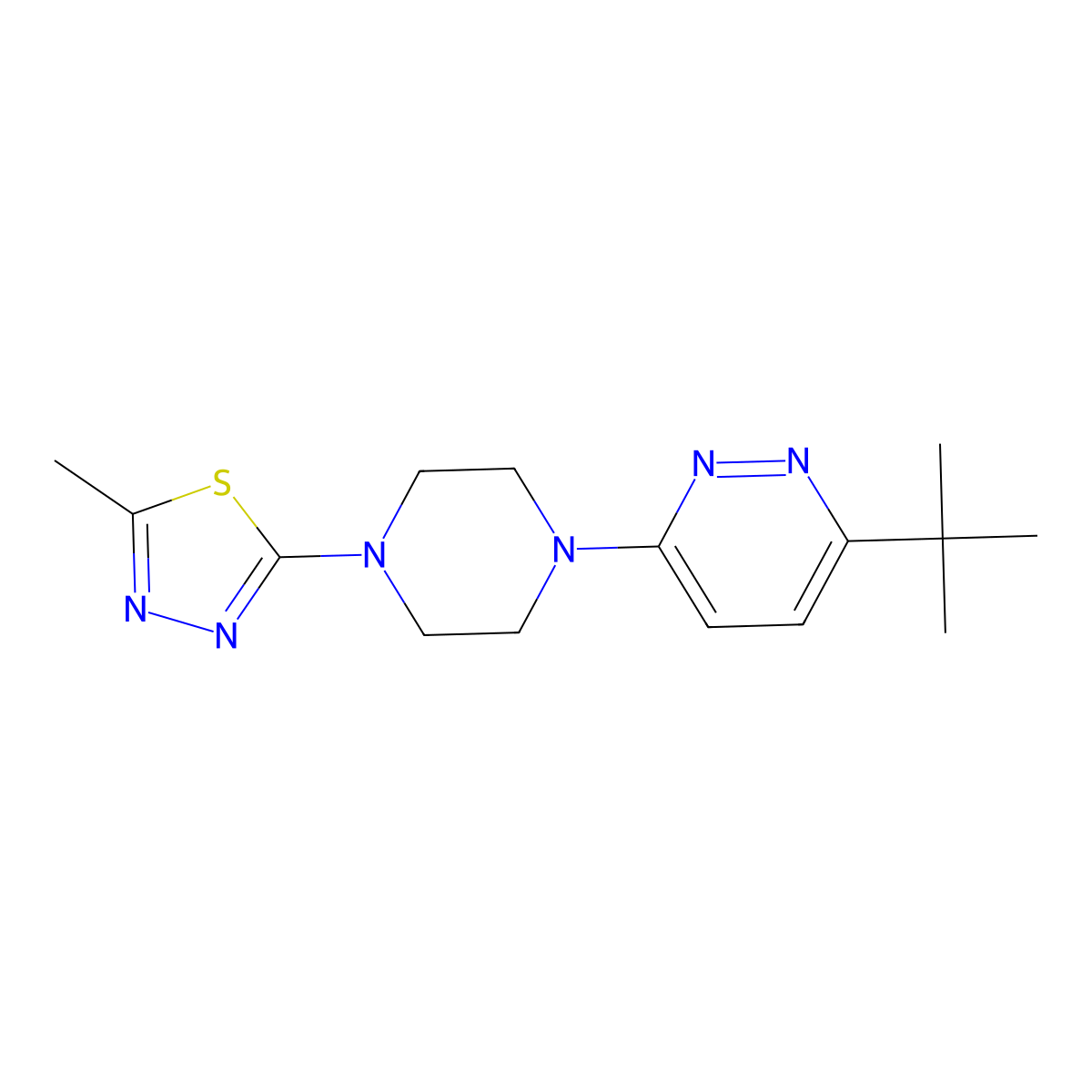 3-Tert-butyl-6-[4-(5-methyl-1,3,4-thiadiazol-2-yl)piperazin-1-yl]pyridazine molecular structure, CAS 2380179-44-0