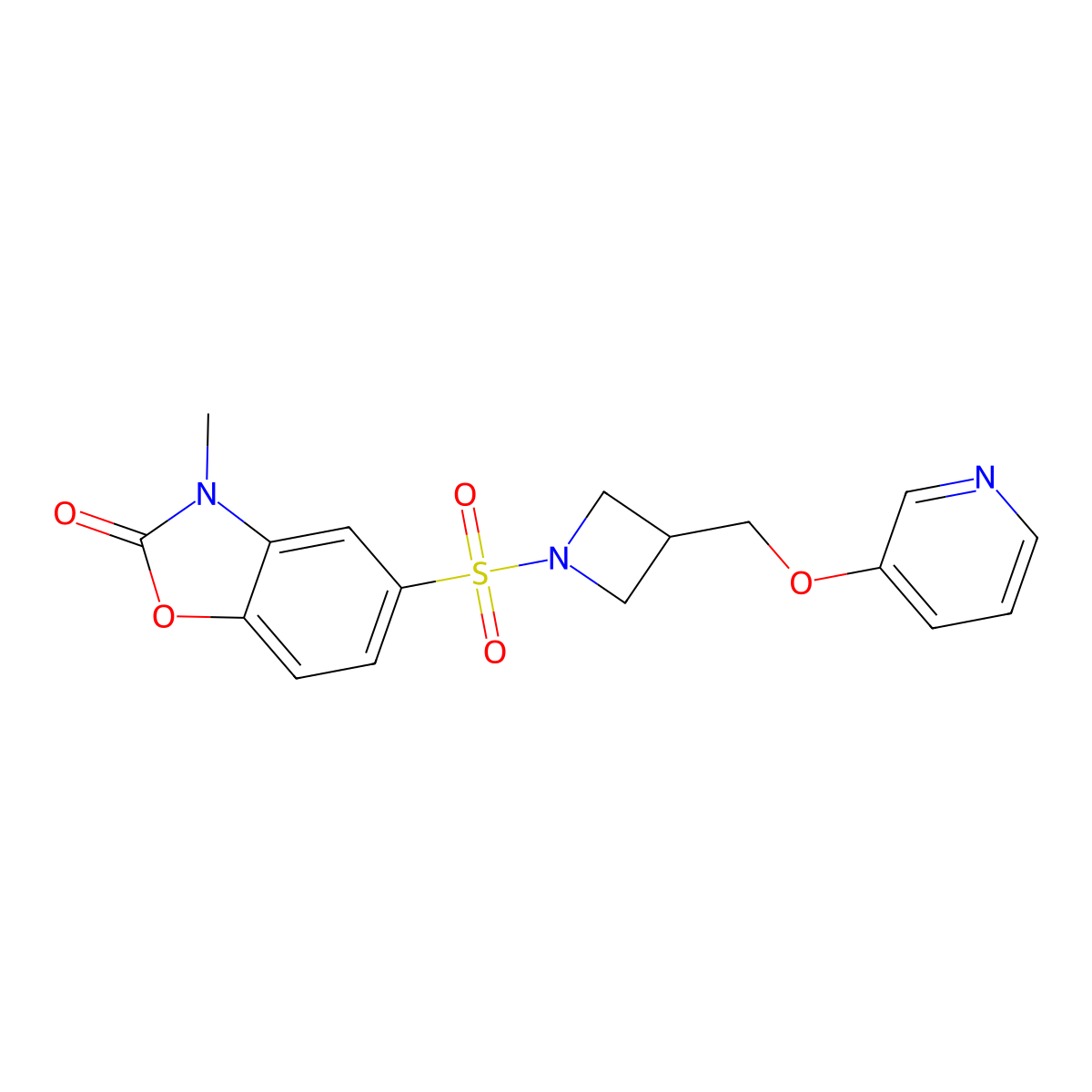 3-Methyl-5-({3-[(pyridin-3-yloxy)methyl]azetidin-1-yl}sulfonyl)-2,3-dihydro-1,3-benzoxazol-2-one molecular structure, CAS 2380179-46-2