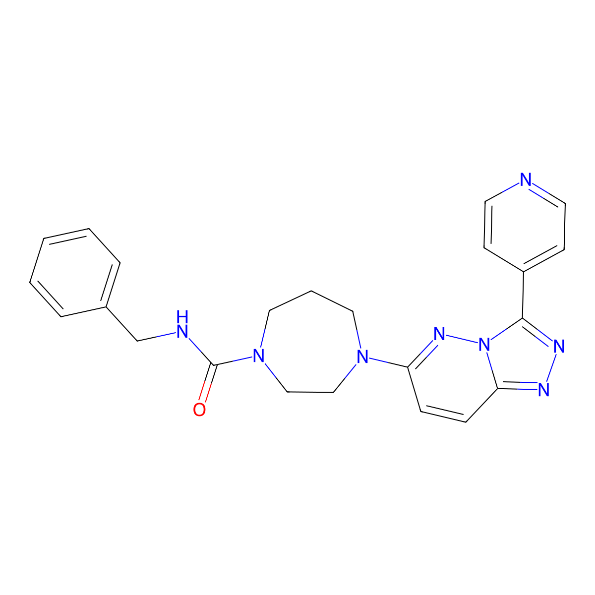 N-benzyl-4-[3-(pyridin-4-yl)-[1,2,4]triazolo[4,3-b]pyridazin-6-yl]-1,4-diazepane-1-carboxamide molecular structure, CAS 2380179-48-4
