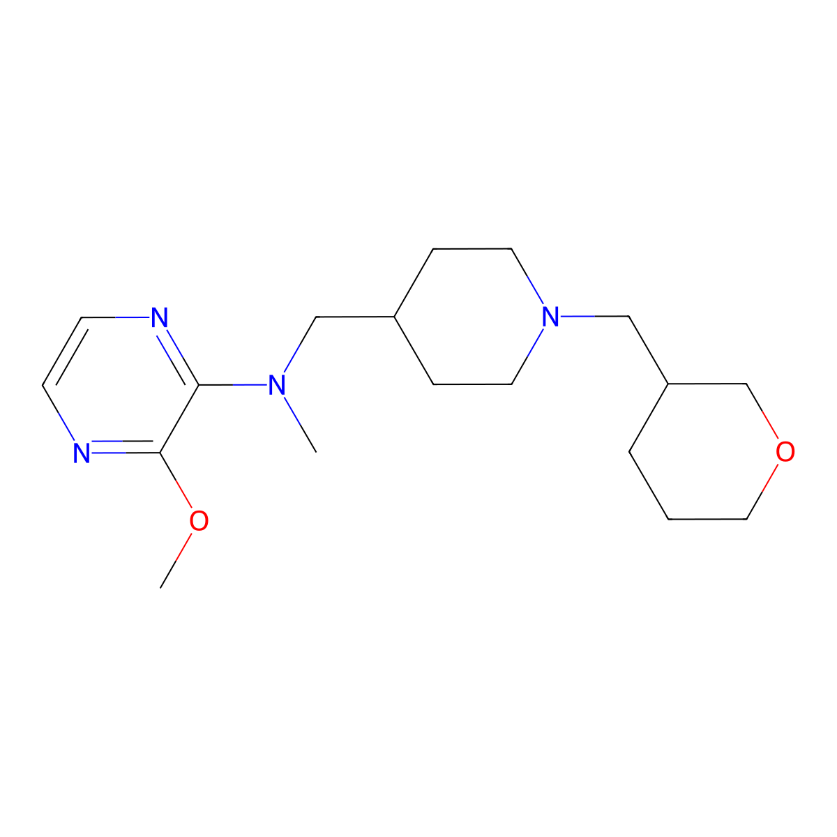 3-methoxy-N-methyl-N-({1-[(oxan-3-yl)methyl]piperidin-4-yl}methyl)pyrazin-2-amine molecular structure, CAS 2380179-50-8