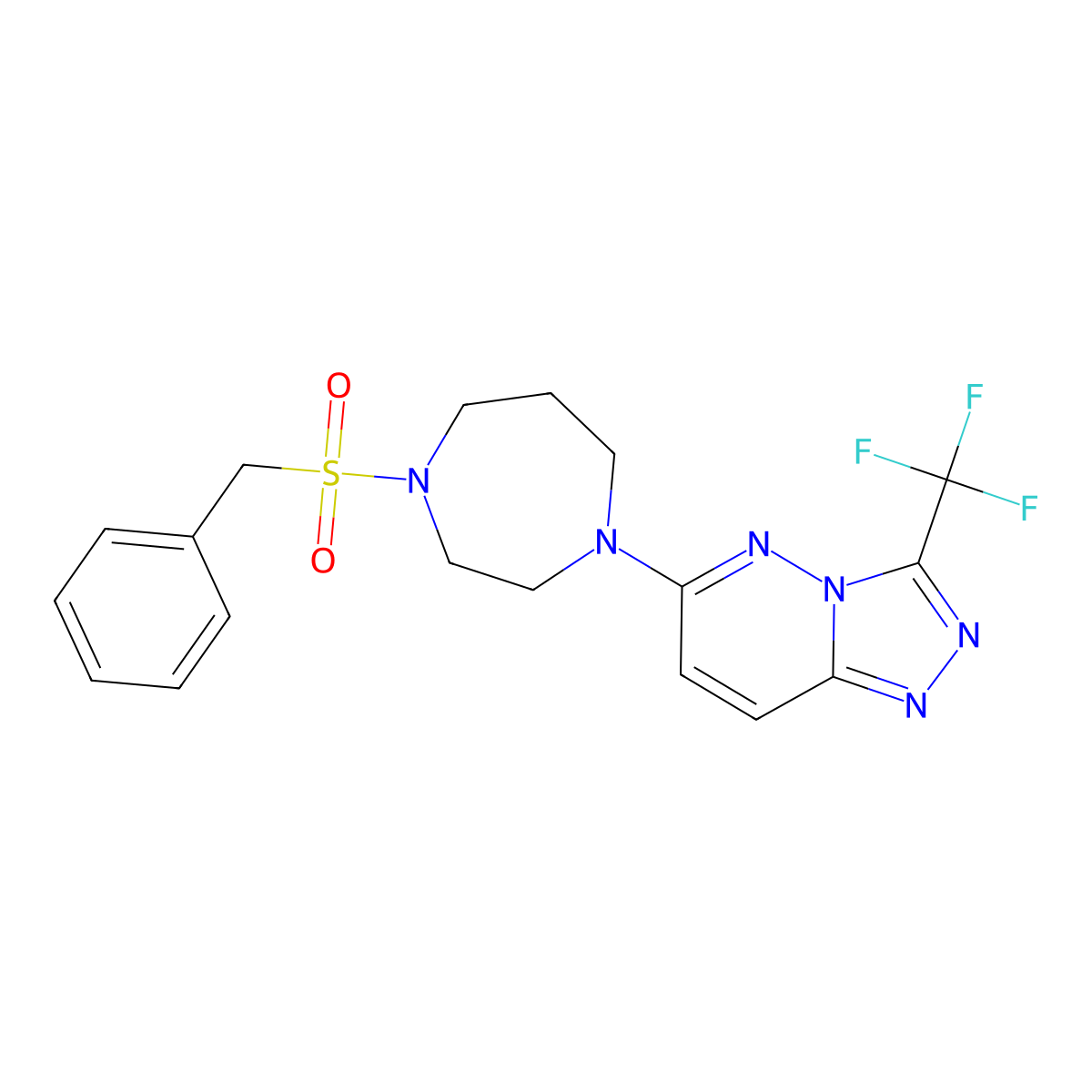 1-Phenylmethanesulfonyl-4-[3-(trifluoromethyl)-[1,2,4]triazolo[4,3-b]pyridazin-6-yl]-1,4-diazepane molecular structure, CAS 2380179-54-2