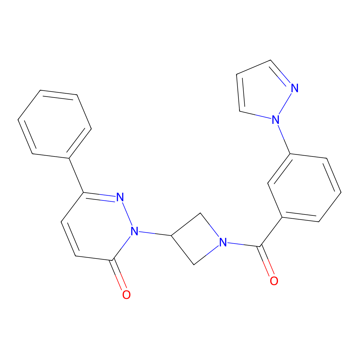 6-phenyl-2-{1-[3-(1H-pyrazol-1-yl)benzoyl]azetidin-3-yl}-2,3-dihydropyridazin-3-one molecular structure, CAS 2380179-58-6