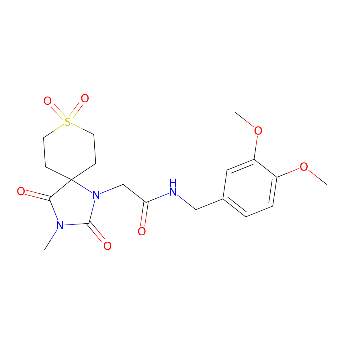 N-[(3,4-dimethoxyphenyl)methyl]-2-{3-methyl-2,4,8,8-tetraoxo-8lambda6-thia-1,3-diazaspiro[4.5]decan-1-yl}acetamide molecular structure, CAS 2380179-59-7