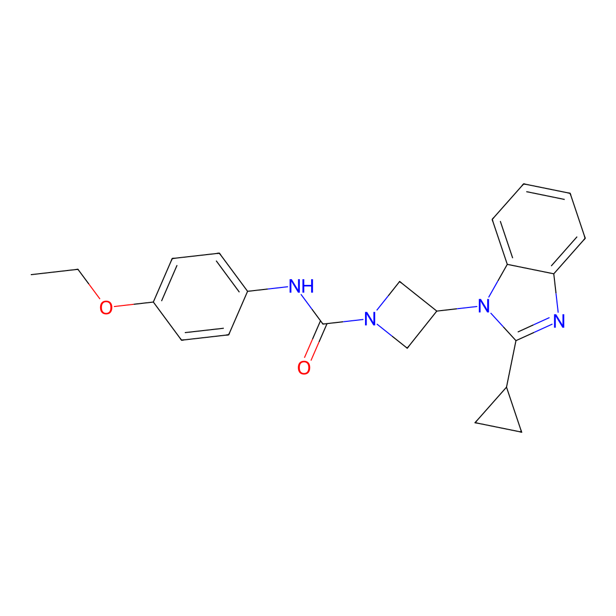 3-(2-Cyclopropylbenzimidazol-1-yl)-N-(4-ethoxyphenyl)azetidine-1-carboxamide molecular structure, CAS 2380179-64-4