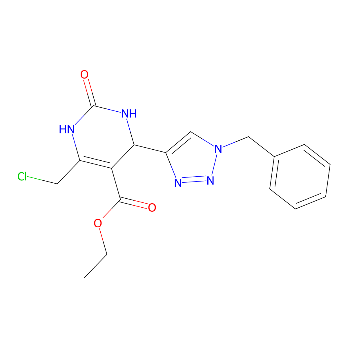ethyl 4-(1-benzyl-1H-1,2,3-triazol-4-yl)-6-(chloromethyl)-2-oxo-1,2,3,4-tetrahydropyrimidine-5-carboxylate molecular structure, CAS 2380179-68-8