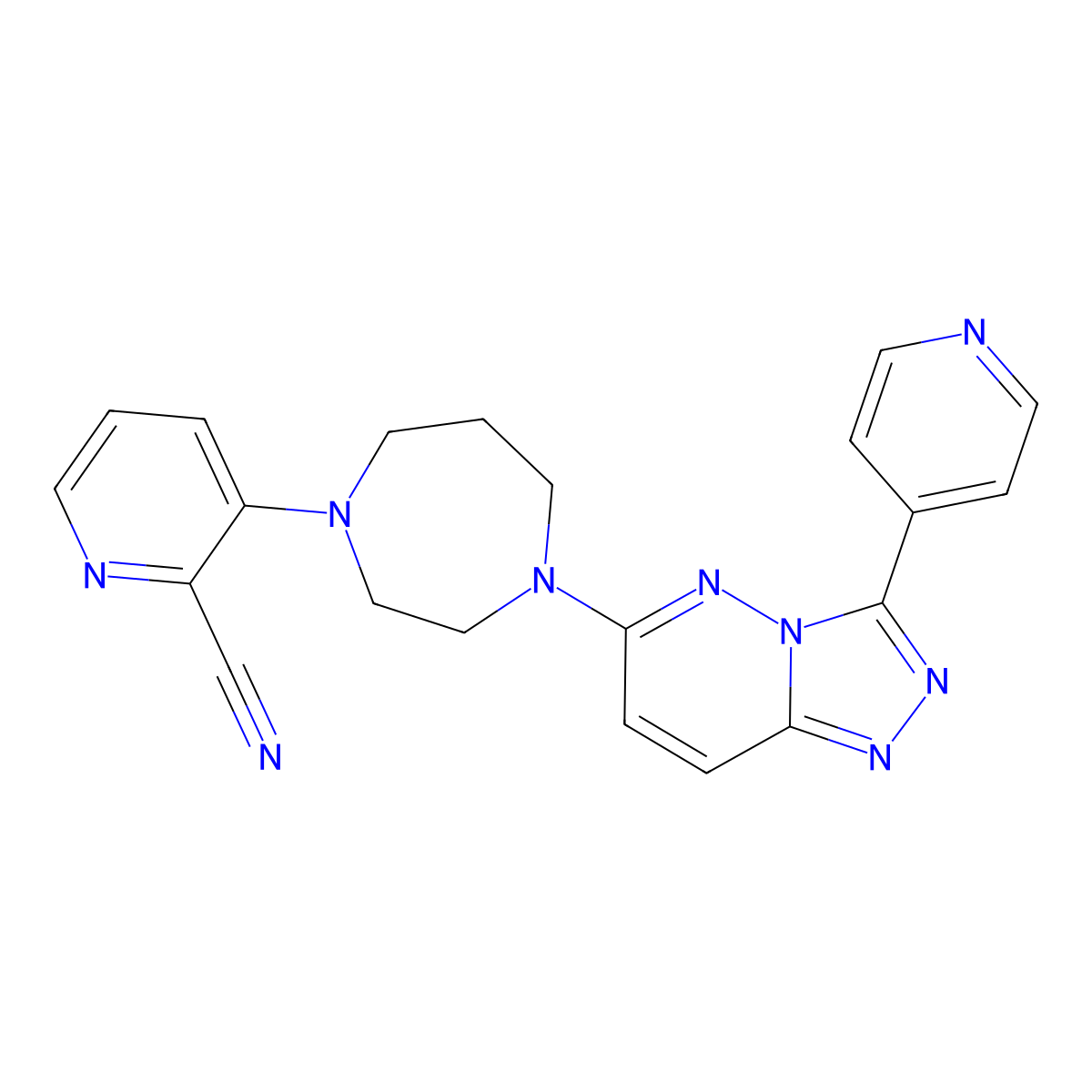3-[4-(3-Pyridin-4-yl-[1,2,4]triazolo[4,3-b]pyridazin-6-yl)-1,4-diazepan-1-yl]pyridine-2-carbonitrile molecular structure, CAS 2380179-69-9