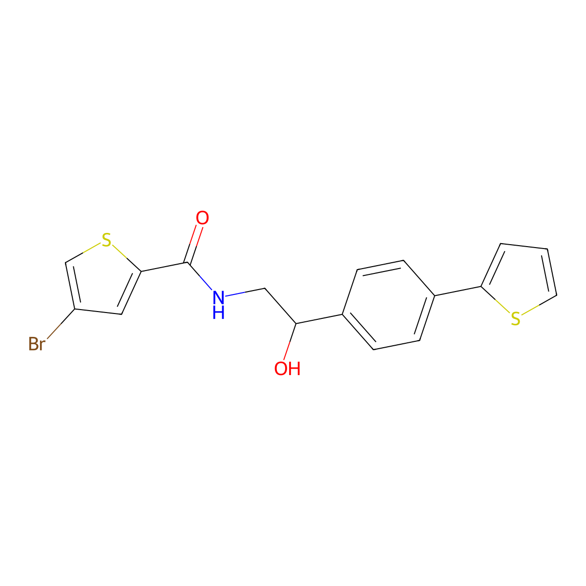 4-bromo-N-{2-hydroxy-2-[4-(thiophen-2-yl)phenyl]ethyl}thiophene-2-carboxamide molecular structure, CAS 2380179-80-4