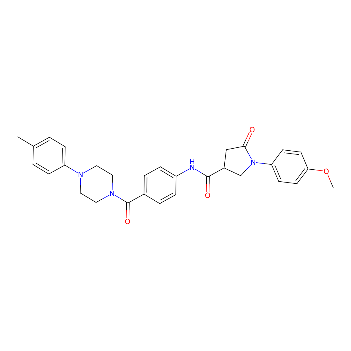 1-(4-methoxyphenyl)-N-{4-[4-(4-methylphenyl)piperazine-1-carbonyl]phenyl}-5-oxopyrrolidine-3-carboxamide molecular structure, CAS 2380179-85-9