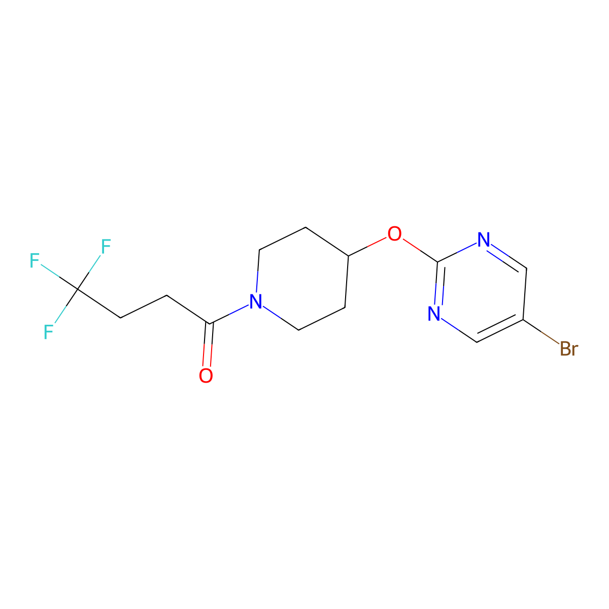 1-{4-[(5-Bromopyrimidin-2-yl)oxy]piperidin-1-yl}-4,4,4-trifluorobutan-1-one molecular structure, CAS 2380179-88-2