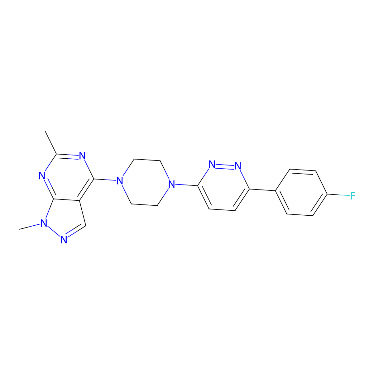 3-(4-{1,6-dimethyl-1H-pyrazolo[3,4-d]pyrimidin-4-yl}piperazin-1-yl)-6-(4-fluorophenyl)pyridazine molecular structure, CAS 2380179-89-3