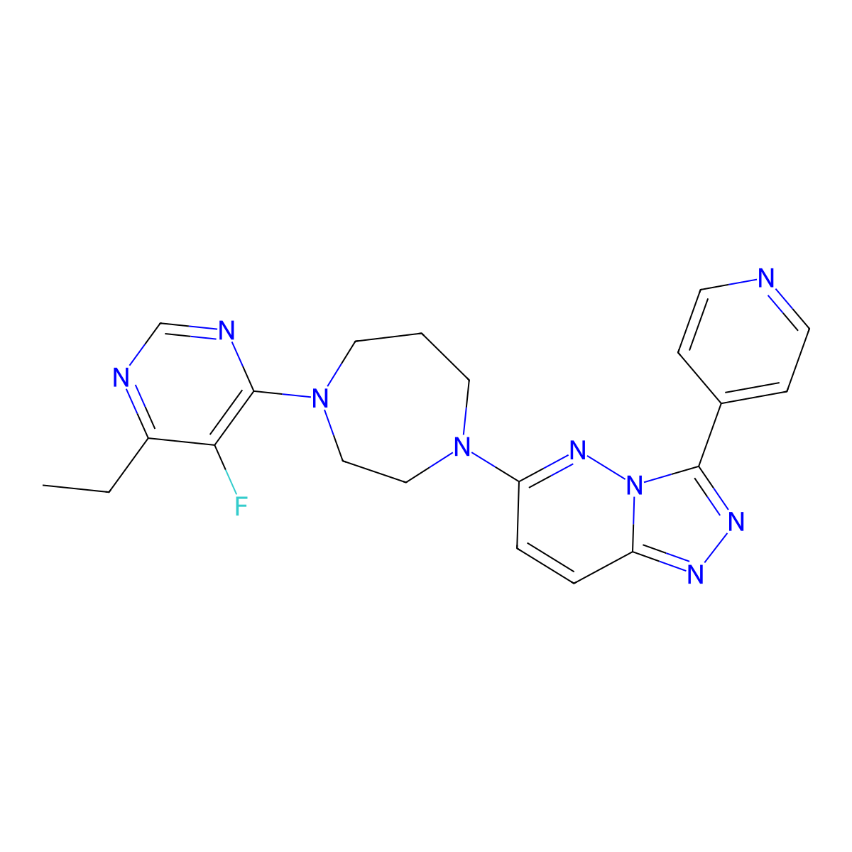 1-(6-Ethyl-5-fluoropyrimidin-4-yl)-4-[3-(pyridin-4-yl)-[1,2,4]triazolo[4,3-b]pyridazin-6-yl]-1,4-diazepane molecular structure, CAS 2380179-90-6