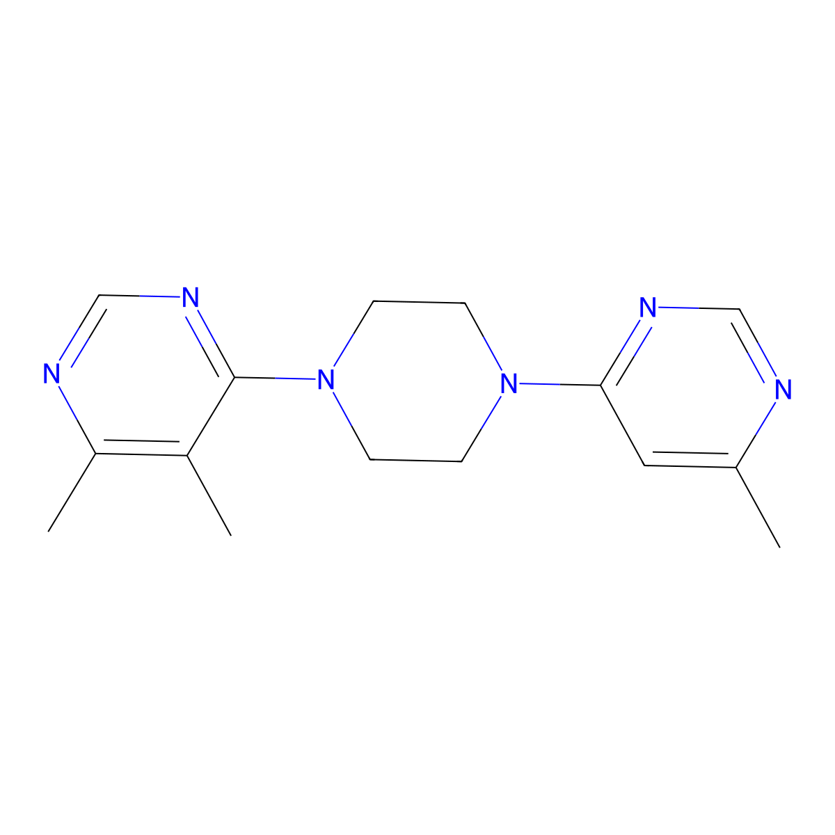 4,5-Dimethyl-6-[4-(6-methylpyrimidin-4-yl)piperazin-1-yl]pyrimidine molecular structure, CAS 2380179-97-3