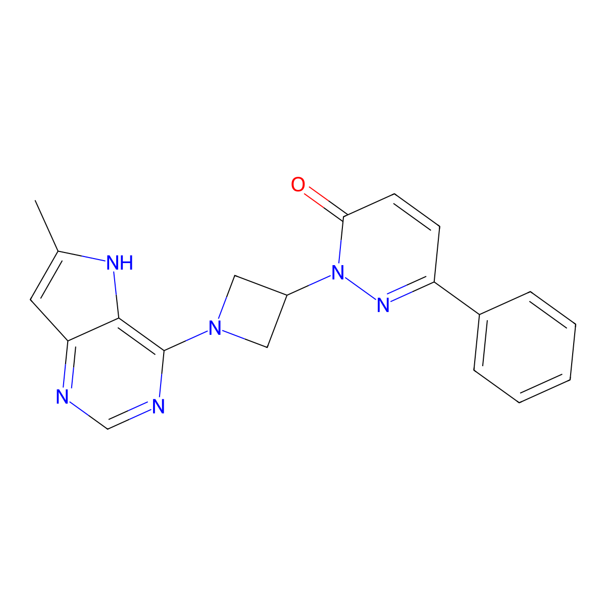 2-(1-{6-methyl-5H-pyrrolo[3,2-d]pyrimidin-4-yl}azetidin-3-yl)-6-phenyl-2,3-dihydropyridazin-3-one molecular structure, CAS 2380179-99-5