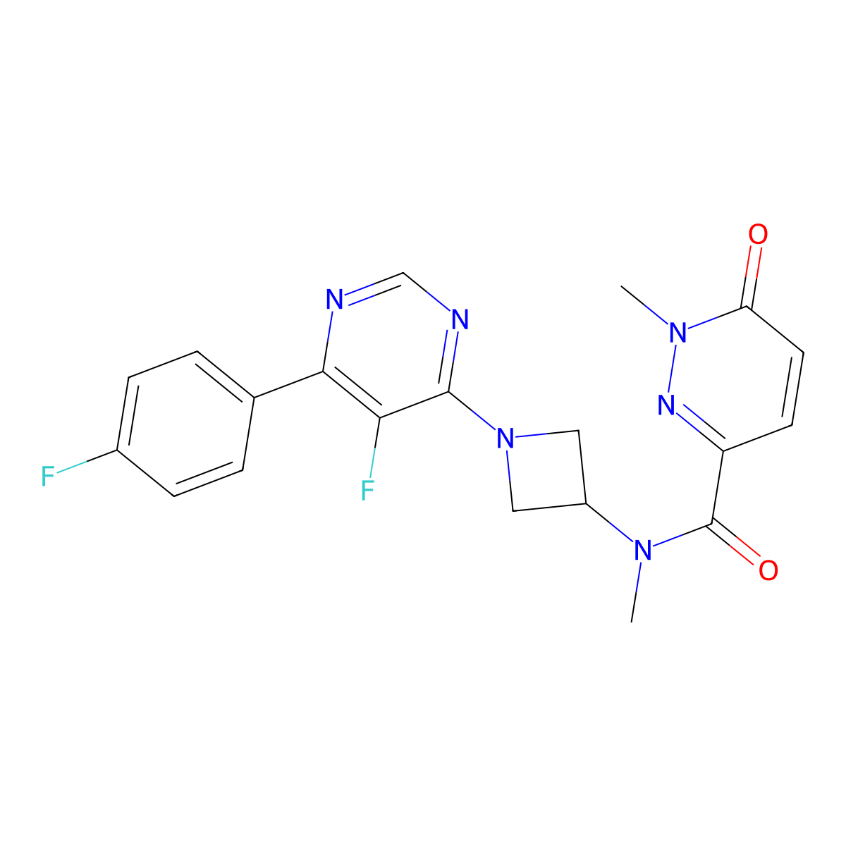 N-{1-[5-fluoro-6-(4-fluorophenyl)pyrimidin-4-yl]azetidin-3-yl}-N,1-dimethyl-6-oxo-1,6-dihydropyridazine-3-carboxamide molecular structure, CAS 2380180-05-0