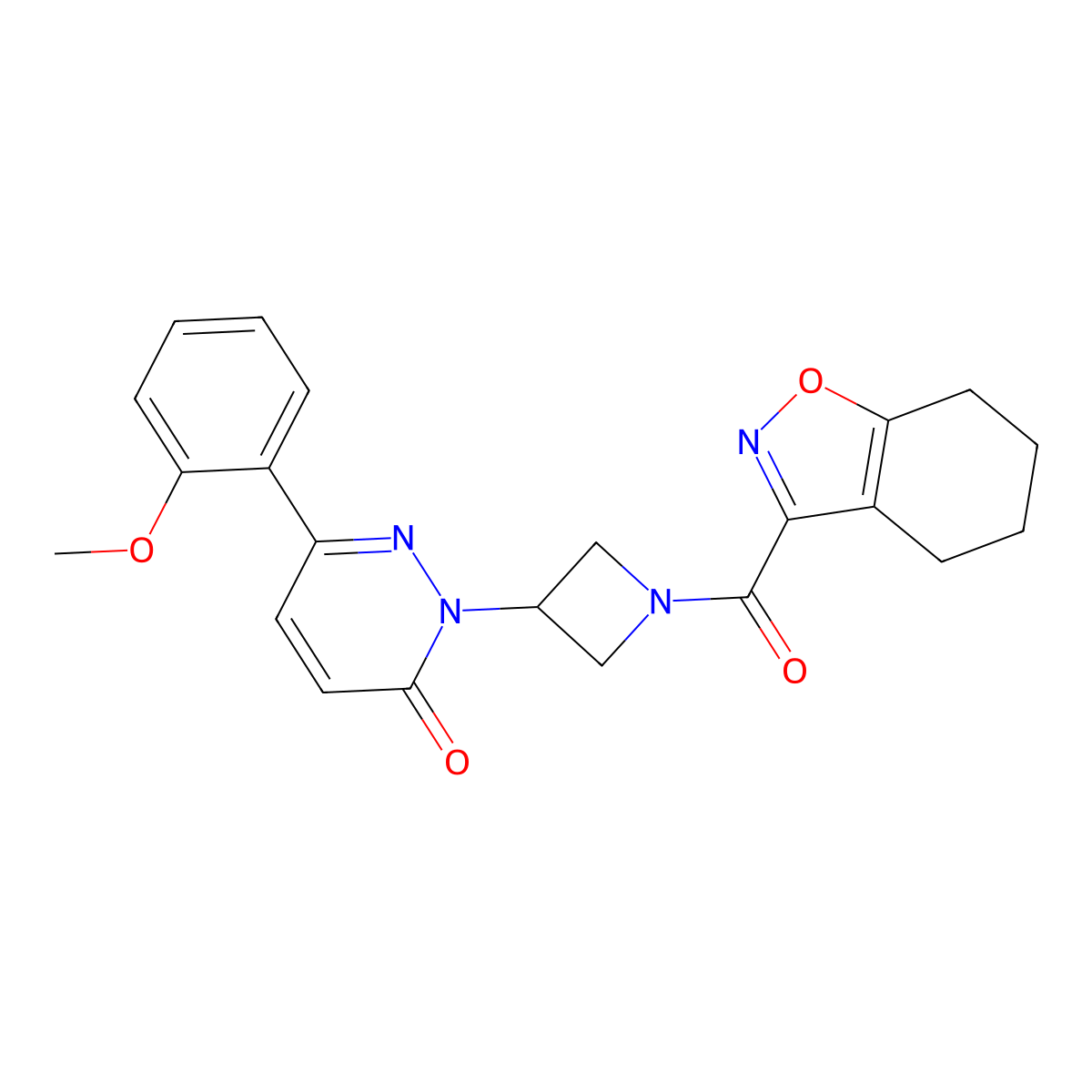 6-(2-Methoxyphenyl)-2-[1-(4,5,6,7-tetrahydro-1,2-benzoxazole-3-carbonyl)azetidin-3-yl]-2,3-dihydropyridazin-3-one molecular structure, CAS 2380180-06-1