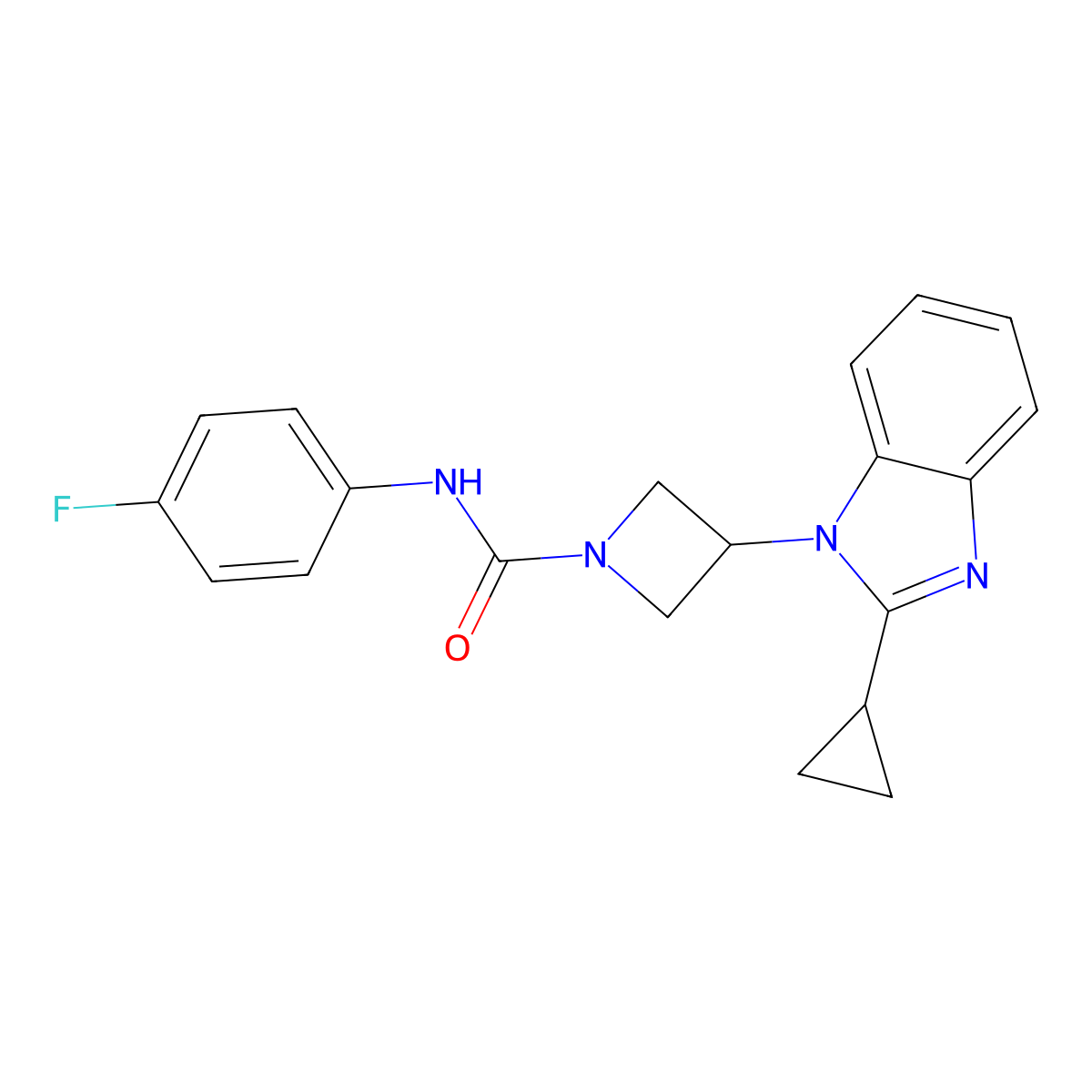 3-(2-cyclopropyl-1H-1,3-benzodiazol-1-yl)-N-(4-fluorophenyl)azetidine-1-carboxamide molecular structure, CAS 2380180-07-2