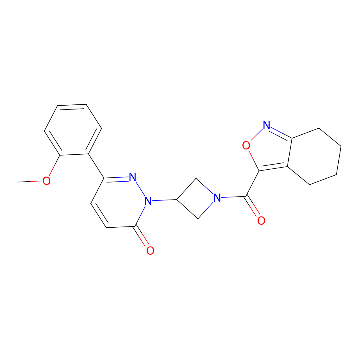 6-(2-Methoxyphenyl)-2-[1-(4,5,6,7-tetrahydro-2,1-benzoxazole-3-carbonyl)azetidin-3-yl]-2,3-dihydropyridazin-3-one molecular structure, CAS 2380180-12-9