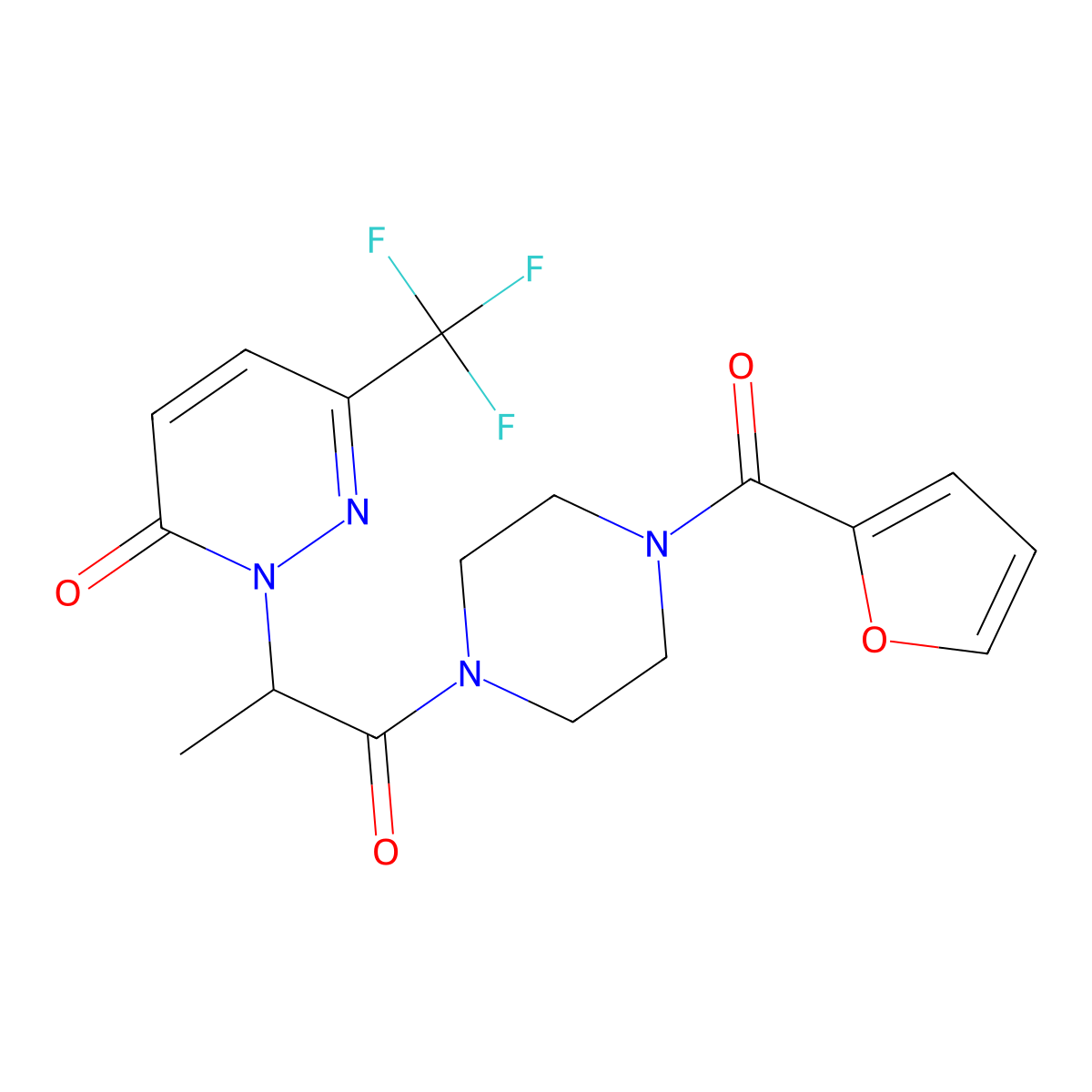 2-{1-[4-(Furan-2-carbonyl)piperazin-1-yl]-1-oxopropan-2-yl}-6-(trifluoromethyl)-2,3-dihydropyridazin-3-one molecular structure, CAS 2380180-20-9