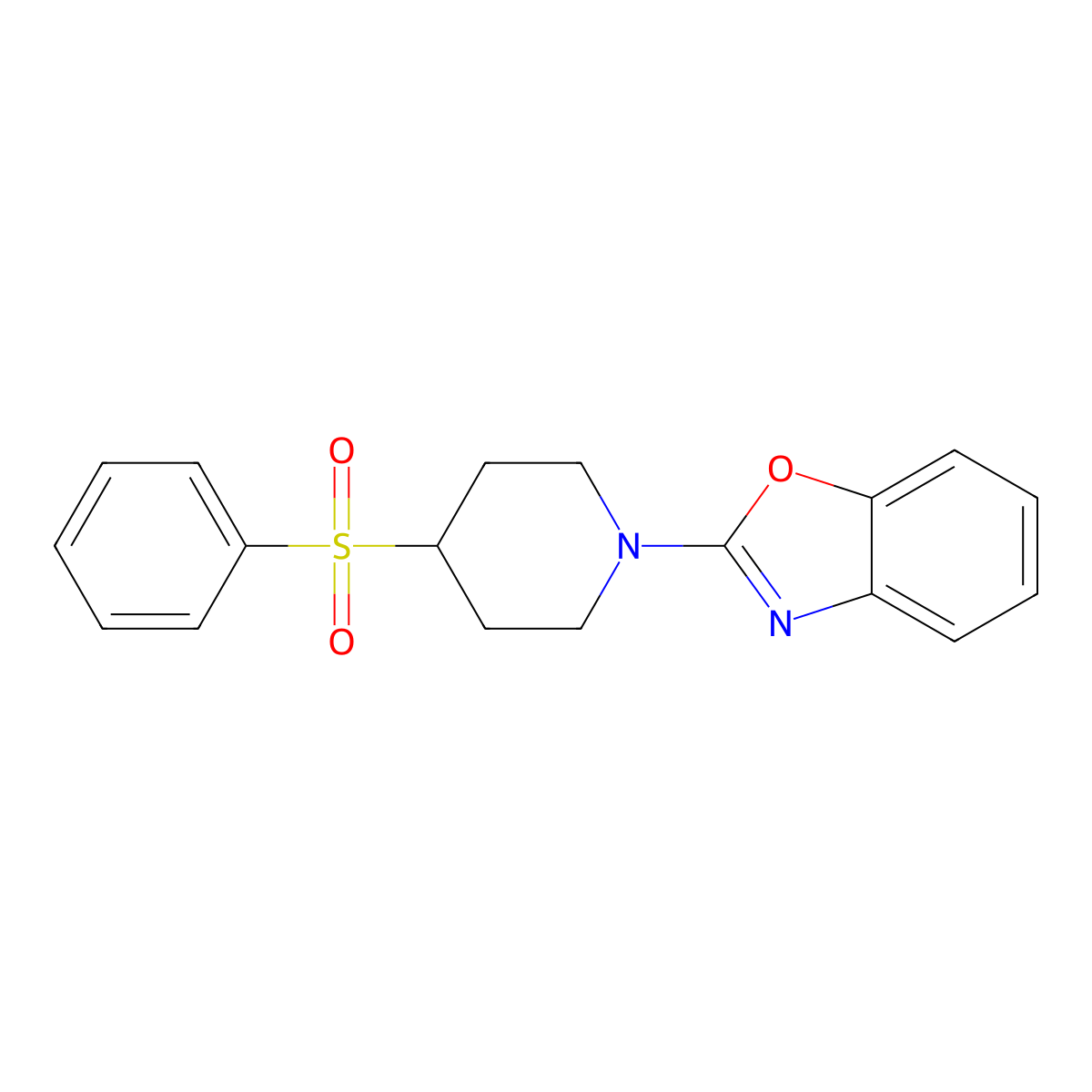 2-[4-(Benzenesulfonyl)piperidin-1-yl]-1,3-benzoxazole molecular structure, CAS 2380180-34-5