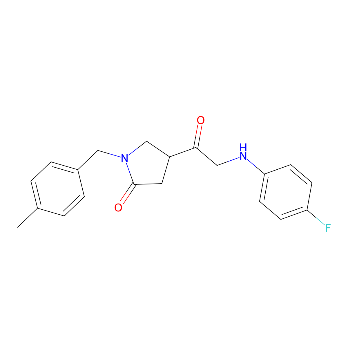 4-{2-[(4-Fluorophenyl)amino]acetyl}-1-[(4-methylphenyl)methyl]pyrrolidin-2-one molecular structure, CAS 2380180-38-9