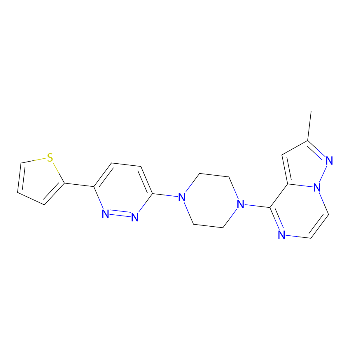 3-(4-{2-Methylpyrazolo[1,5-a]pyrazin-4-yl}piperazin-1-yl)-6-(thiophen-2-yl)pyridazine molecular structure, CAS 2380180-39-0