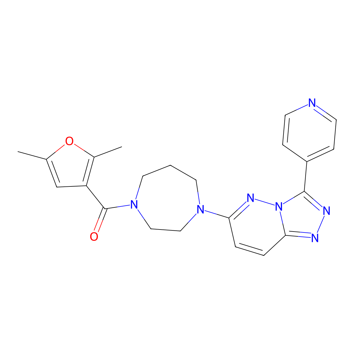 1-(2,5-Dimethylfuran-3-carbonyl)-4-[3-(pyridin-4-yl)-[1,2,4]triazolo[4,3-b]pyridazin-6-yl]-1,4-diazepane molecular structure, CAS 2380180-41-4