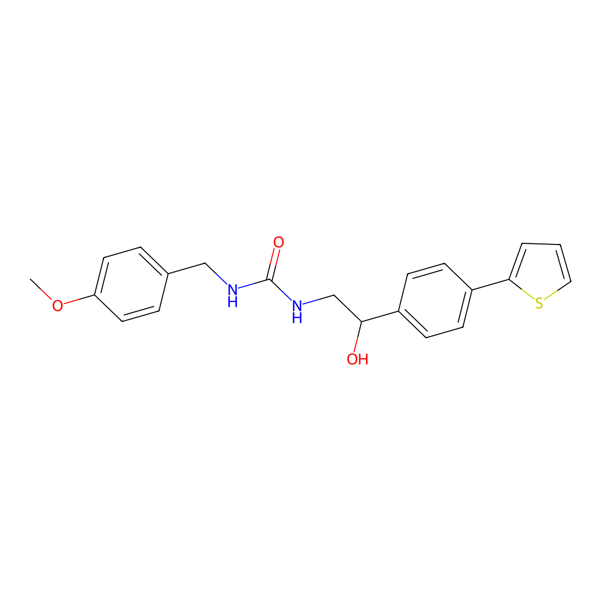 3-{2-Hydroxy-2-[4-(thiophen-2-yl)phenyl]ethyl}-1-[(4-methoxyphenyl)methyl]urea molecular structure, CAS 2380180-45-8