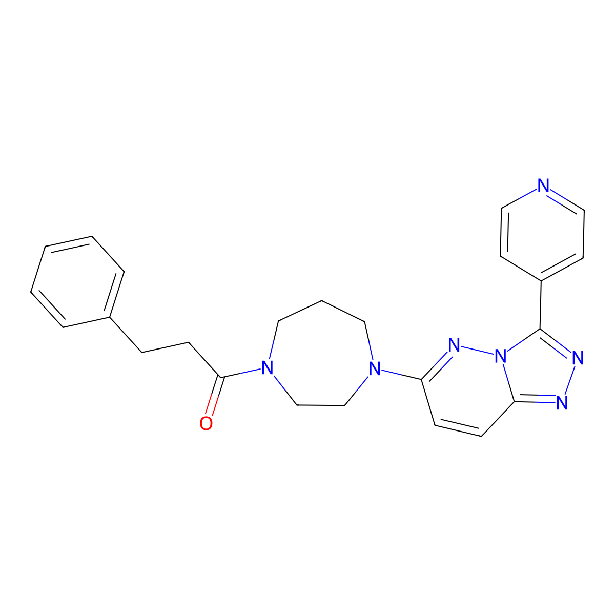 3-Phenyl-1-{4-[3-(pyridin-4-yl)-[1,2,4]triazolo[4,3-b]pyridazin-6-yl]-1,4-diazepan-1-yl}propan-1-one molecular structure, CAS 2380180-46-9