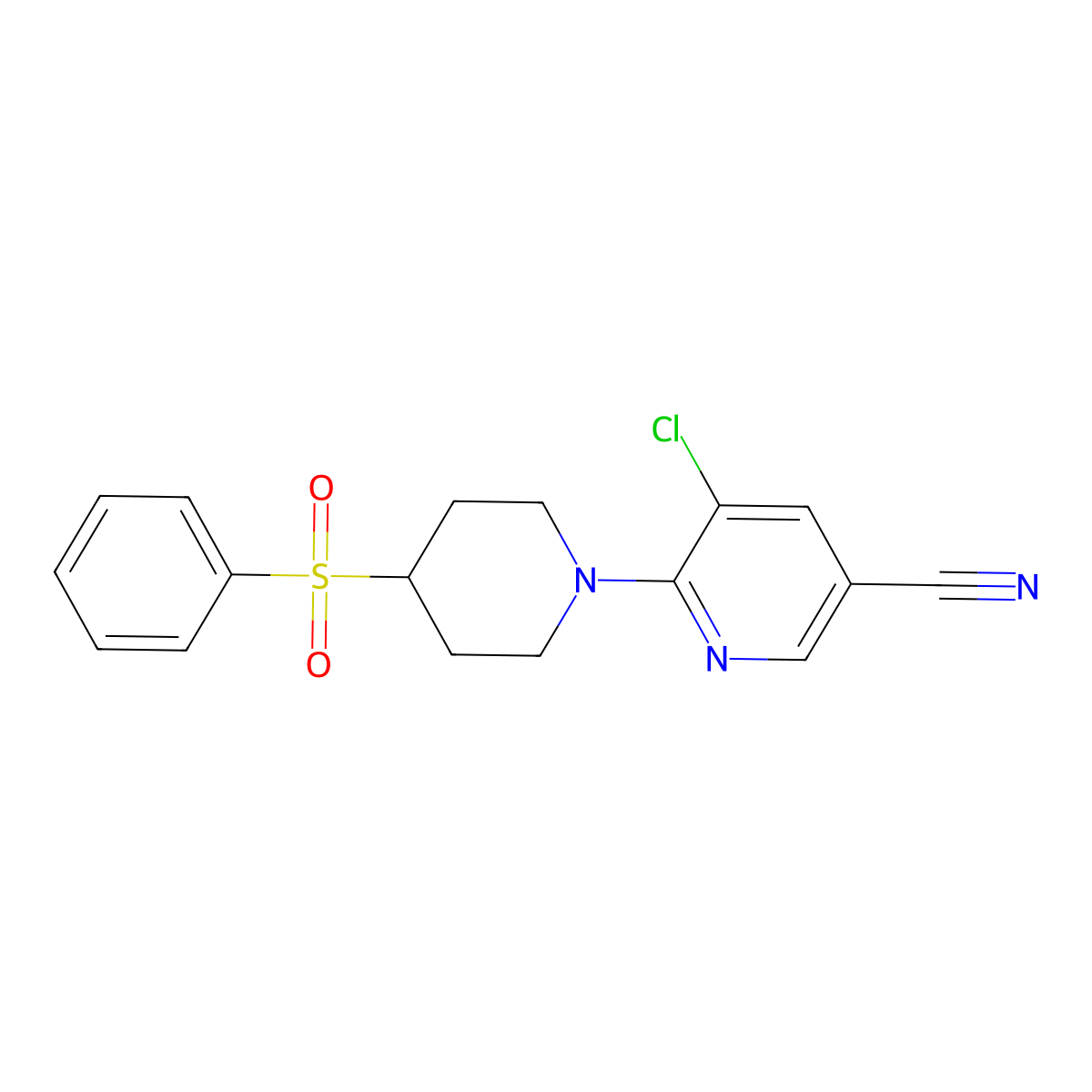 6-[4-(Benzenesulfonyl)piperidin-1-yl]-5-chloropyridine-3-carbonitrile molecular structure, CAS 2380180-48-1