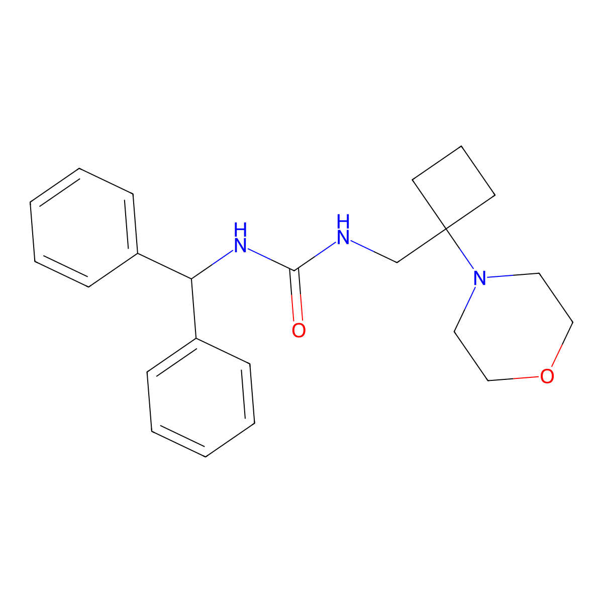 1-(Diphenylmethyl)-3-{[1-(morpholin-4-yl)cyclobutyl]methyl}urea molecular structure, CAS 2380180-52-7